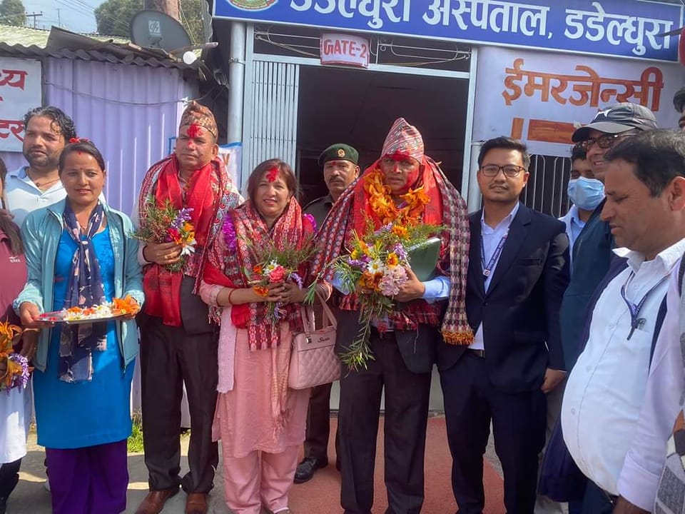 अस्पताल विकास समितिका नव नियुक्त अध्यक्ष श्री करूणाकर ओझा ज्यू, सदस्य श्री देबकी बोहरा भट्ट ज्यू र श्री जनक बहादुर मल्ल ज्यूको अस्पतालमा स्वागत